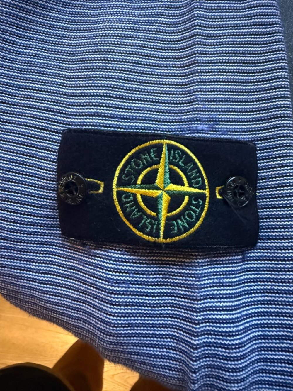 Stone Island Blue Striped Knit Crewneck Sweater Badge Size M Italy - Picture 4 of 8
